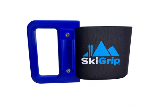 SkiGrip Blau | Skiträger und Skistockhalter.